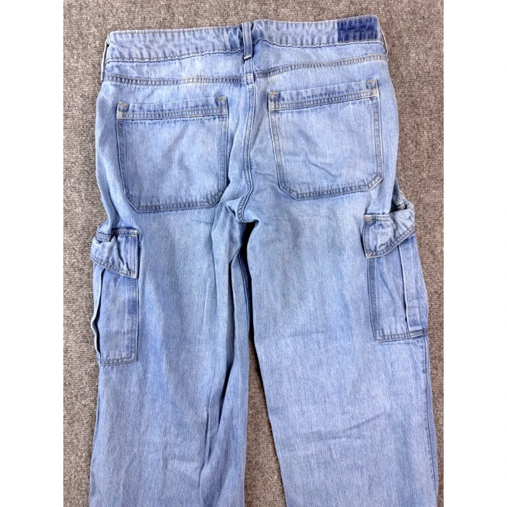 Y2K Hollister Low-Rise‎ Baggy Cargo Jeans Light Wash Blue W29 Short 8S 355D3429